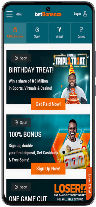 Betbonanza Screenshot of current promotions